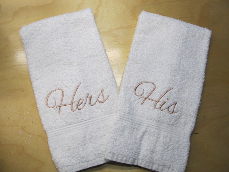 His and Hers Embroidered Hand Towels Set of Two Embroidered Etsy