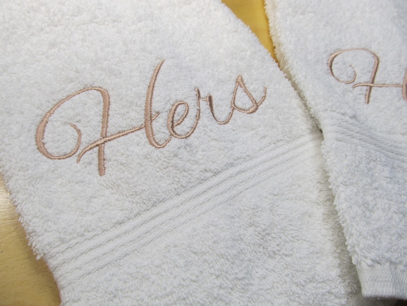 His and Hers Embroidered Hand Towels Set of Two Embroidered Etsy