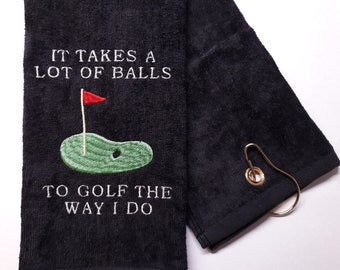 Funny Golf Towel, Embroidered Funny Golf Towel Gift, Custom Golf Gift, Humorous Golf Towel Gift