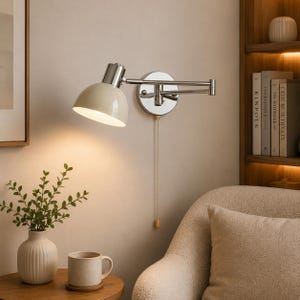 Verstelbare zwenkarm wandlamp, moderne leeslamp naast bed, draaibare wandkandelaar, slaapkamerlamp hotelstijl, E27 wandlamp