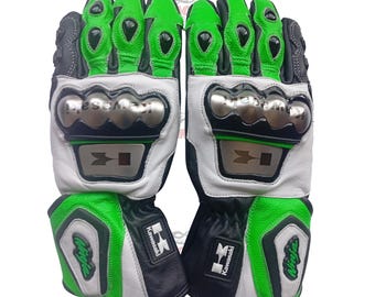Kawasaki Motorcycle Gloves Men Women Leather Riding Gloves Racing Gloves Protective Biker Motorbike Gloves(Duty paid Service)