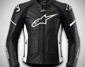 Alpinestars Black Leather Motorcycle Jacket: Men's Performance Riding Gear Motorbike Racing Jacket
