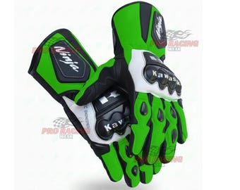 Kawasaki Green Motorcycle Gloves Racing Riding Gloves Protective Motorbike Biker Gear Men Women (Duty paid Service)