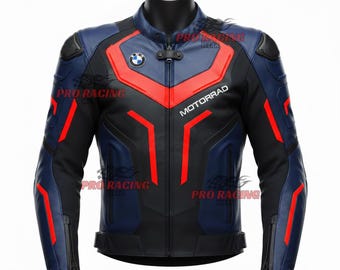 Blue BMW Motorrad Jacket Red Racing Motorbike Jacket CE Armored Motorcycle Leather Riding Jacket
