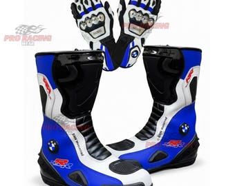BMW Motorrad motorcycle gloves and riding boots set for men, protective racing gear for motorcycle riders