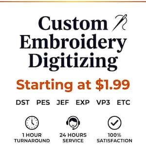 Custom Embroidery Digitizing Service, Logo to DST PES File, Fast Digitizing for Machine Embroidery, Patches & Caps, Shirts and Jacket back