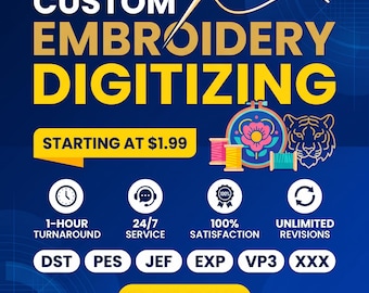 Custom Embroidery Digitizing Service, Logo Digitizing, embroidery file Creation, image digitizing, Custom Digitize, convert to dst