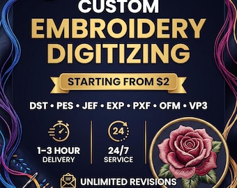 Custom Embroidery Digitizing Service, Logo Digitizing, embroidery file Creation, image digitizing, Custom Digitize, convert to dst
