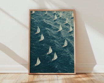 Sailboat Minimalist Ocean Wall Art Print