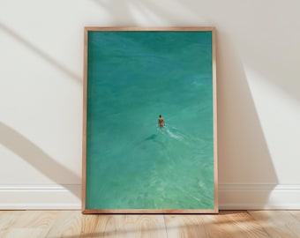 Floating Swimmer Ocean Wall Art Minimalist Print