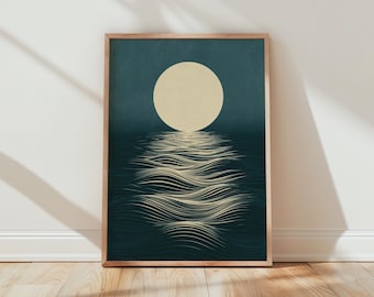 Moon Reflection Abstract Ocean Art Print