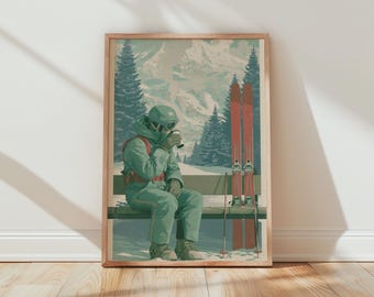 Vintage Ski Poster Winter Wall Art Mountain Print