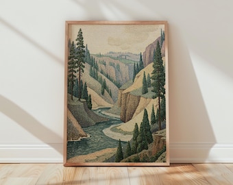 Pointillism Landscape Scenic Art Print