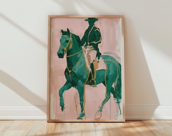 Abstract Horse Wall Art Print Horse Rider Artwork Modern Horse Decor