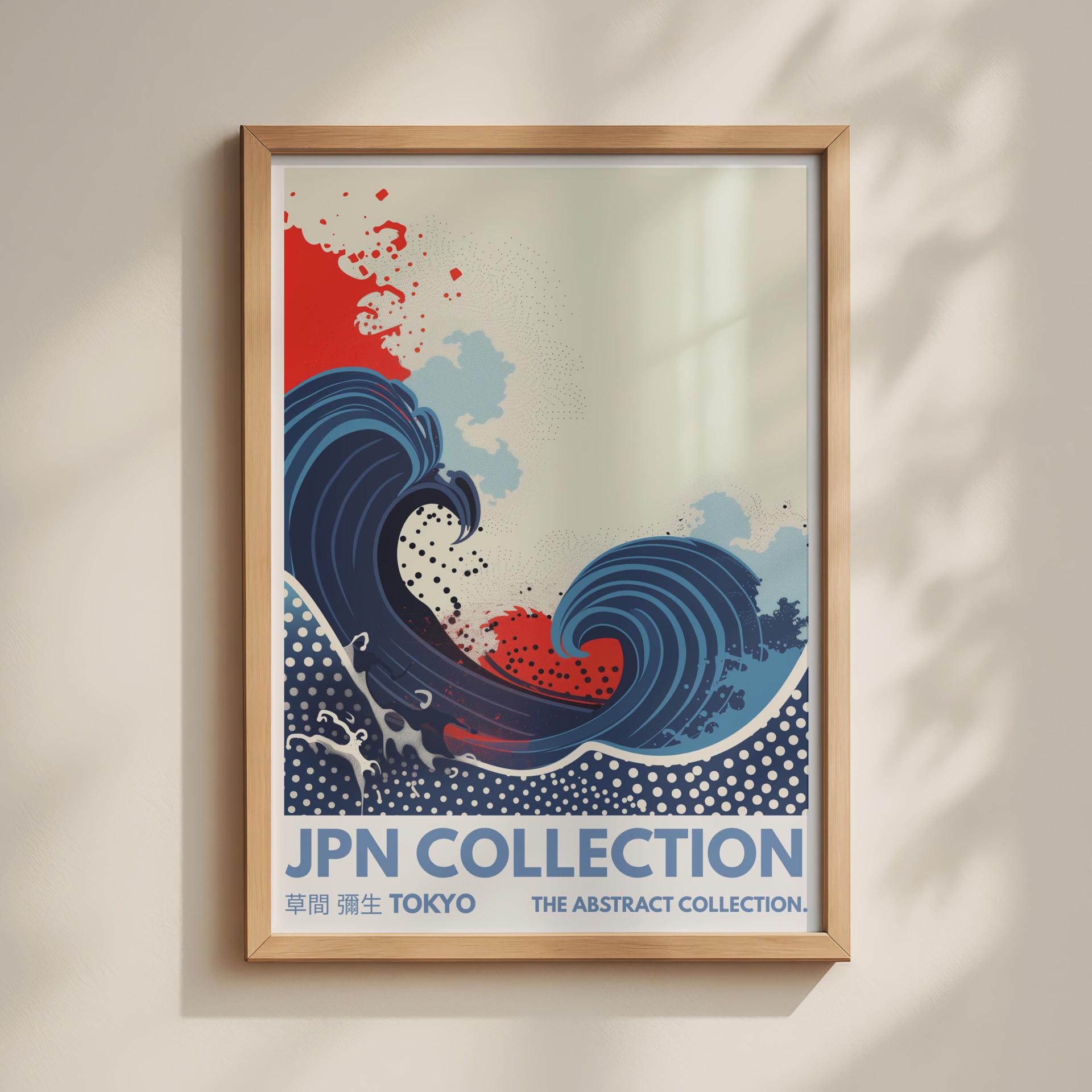 Jpn Collection JPN Collection Abstract Wave Art Print Tokyo Poster - Etsy