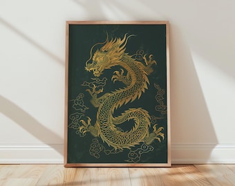 Gold Dragon Wall Art Print