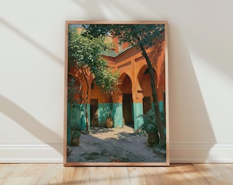 Atmospheric Courtyard Oil Painting Print