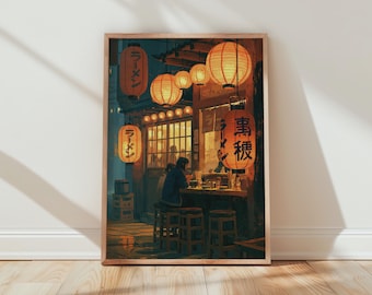 Ramen Shop Art Japanese Lantern Print Food and Drink Poster