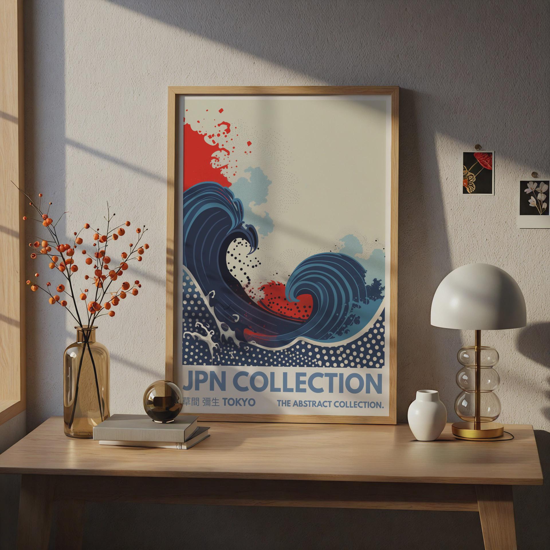 Jpn Collection JPN Collection Abstract Wave Art Print Tokyo Poster - Etsy