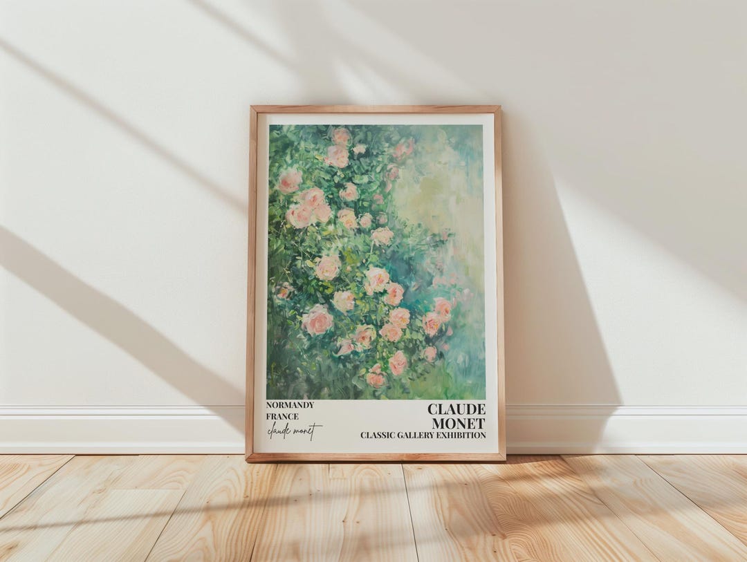 Claude Monet Pink Roses Floral Art Print Classic Gallery Exhibition ...