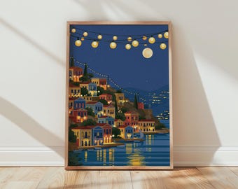 Mediterranean Cityscape Night Print