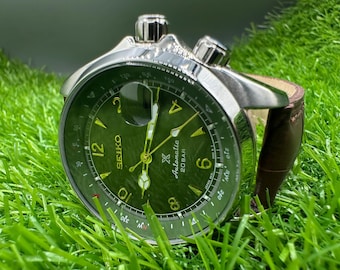 Orologio da uomo in stile alpinista vintage con quadrante verde / Orologio automatico con movimento 7S26 ricondizionato / Orologio da uomo d'ispirazione vintage / Regalo per collezionisti