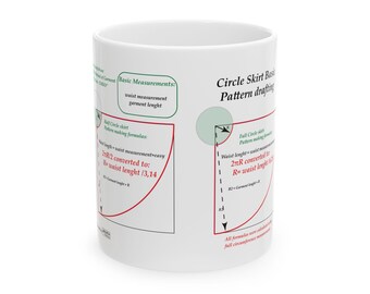 Circle Skirt Pattern Diagram Mug | Sewing Diagram Ceramic Mug