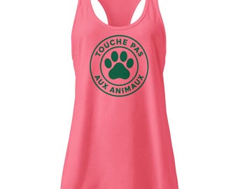 Débardeur femme DOS NAGEUR logo Signature VERT – Touche Pas Aux Animaux (impression avant)