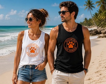 Débardeur UNISEXE LOGO ORANGE – Touche Pas Aux Animaux (impression avant)