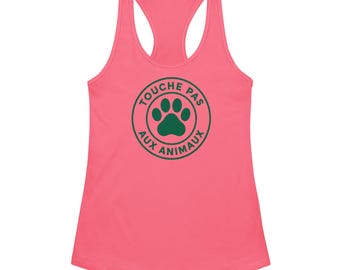 Débardeur femme DOS NAGEUR logo Signature VERT – Touche Pas Aux Animaux (impression avant + arrière)
