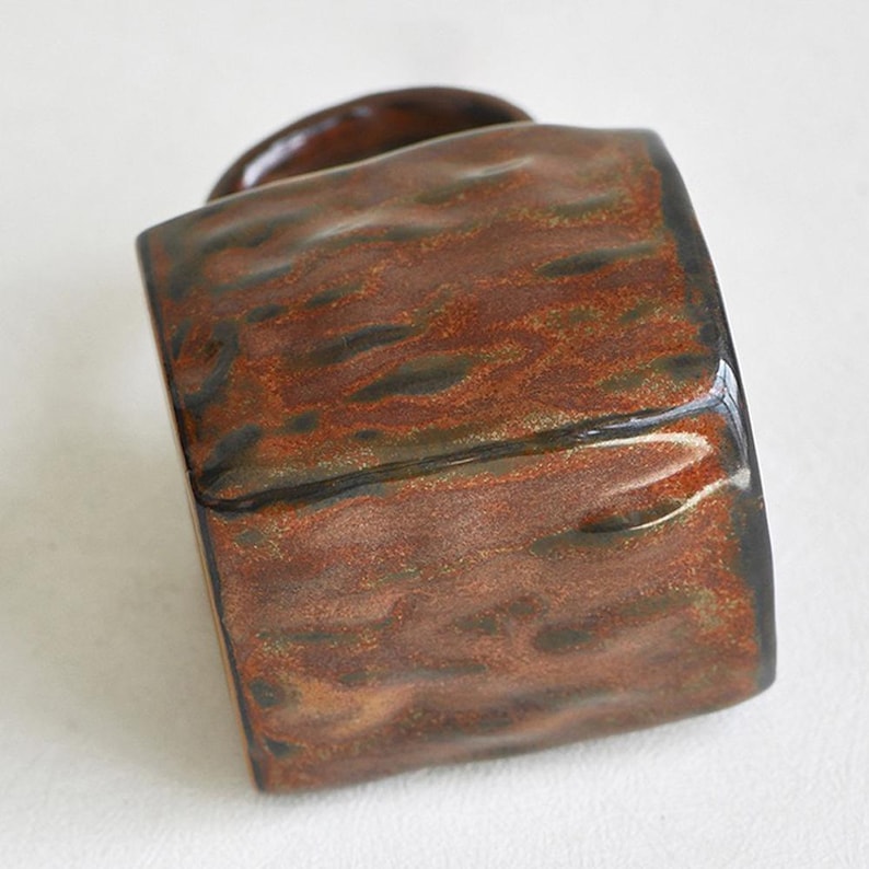 Zestaw ceramicznych filiżanek do espresso, filiżanka i spodek, kwadratowa filiżanka do kawy, ręcznie robiony zestaw filiżanek do herbaty, unikatowy kubek ceramiczny, prezent ślubny dla niej zdjęcie 11