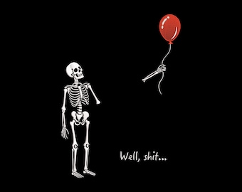 Spooky Skeleton Embroidery Design, Halloween Skeleton with Red Balloon Machine Embroidery Design, 5 Sizes, Instant Download