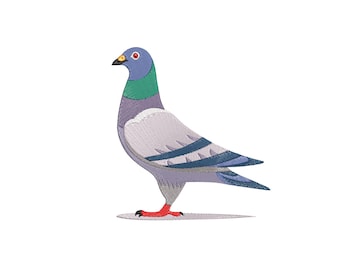 Pigeon Machine Embroidery Design, Realistic City Bird Embroidery File, Instant Download