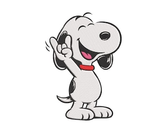Snoopy Embroidery Design, Retro Peanuts Cartoon Machine File, 4 Sizes, Instant Download