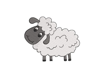 Schapen machineborduurontwerp, borduurbestand pluizig lam, patroon boerderijdieren, direct downloaden