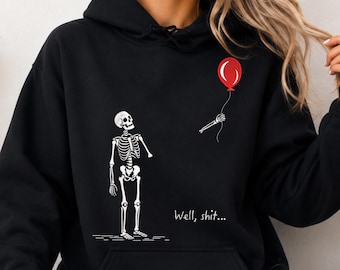 Funny Skeleton Embroidery Design, Halloween Skeleton with Red Balloon Machine Embroidery Design, 4 Sizes, Instant Download