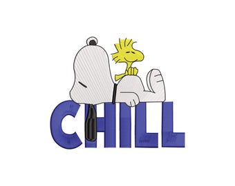 Snoopy Chill Machine Embroidery Design, Kids Cartoon Dog Embroidery File, instant download