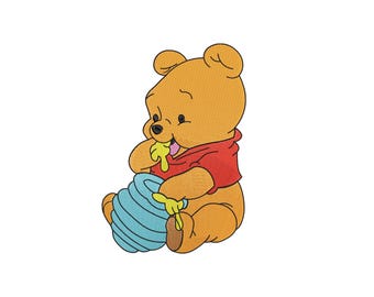 Pooh Bear Embroidery Design, Winnie the Pooh Honey Pot Embroidery Design, Instant Download