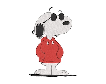 Retro Cartoon Dog Embroidery File, Snoopy Machine Embroidery Pattern, Instant Download