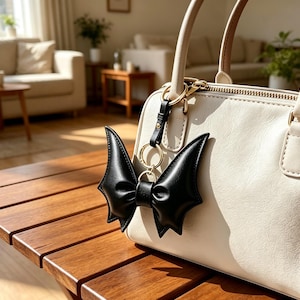 Minimalist Leather Bow Charm, Stylish Bag Pendant, Cute Purse Accessory, Decorative Gift for Women