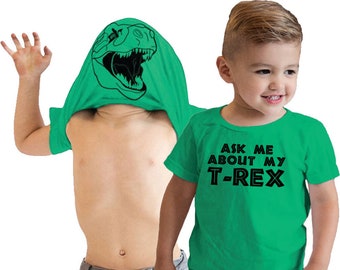 Ask Me About My T Rex T Shirt, Flip T Shirt, Kids Funny T Shirt, Dinosaur Tee, Dinosaur Gifts, Boys Dinosaur T Shirt, Toddler  TRex Shirt