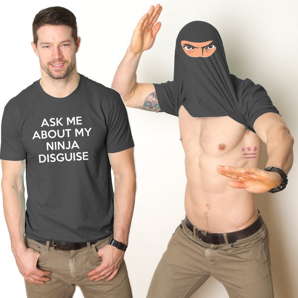 Chemise drôle homme, chemise ninja, t-shirt drôle pour homme, chemise cool pour homme, chemise à rabat Ninja, demandez-moi mon déguisement de ninja