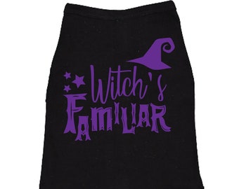 Koszulka z psem Witch's Familiar, koszulka z motywem halloweenowego zwierzaka