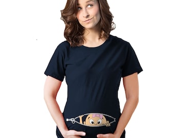 Baby Girl Peeking Maternity Shirt, Funny Pregnancy Tee
