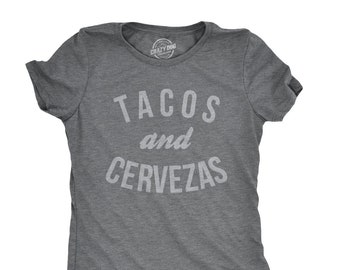 タコスとビールのTシャツ、面白いレディースシャツ