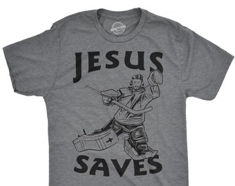 Jesus Saves Hockey Keeper-T-shirt, sport-T-shirt heren