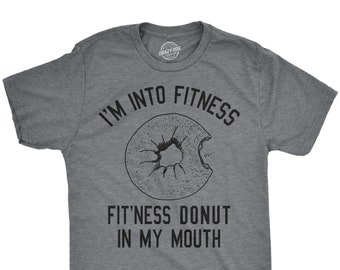 Camisa de donut para hombres, donut de fitness, camisa de entrenamiento divertida, camiseta para amantes de los donuts, camisa americana gorda, camiseta de comida, camisa gráfica de donut, agujero de donut