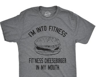 Fitness Cheeseburger Shirt Men, Funny Workout Shirt, Cheeseburger Lover Tee, Fast Food Burger T Shirt, Cheeseburger Graphic Shirt