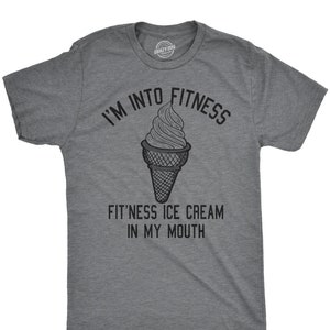 Herren Fitness Eis T-Shirt, lustige Essen Shirts, Eistüte, lustige Workout Shirt Herren, lustiges Fitness T-Shirt, ich liebe Eis Tee