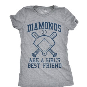 Baseball Shirt Women, Softball Shirts, Womans Cute Shirt, Baseball Shirts With Sayings, Cute Softball Tees, Diamonds Are A Girls Best Friend image 1